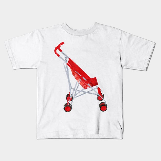 Red Pushchair Kids T-Shirt by Babban Gaelg